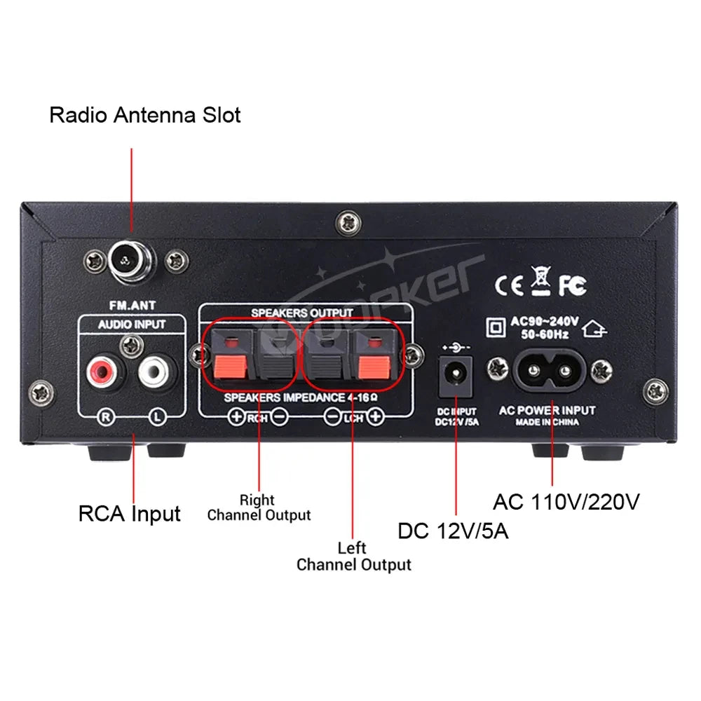 Woopker AK35/AK45/AK45 Pro/AK55 Digital Amplifier Bluetooth Sound Amplifier 2 Channel HIFi FM USB Audio Amp For Home Car Karaoke