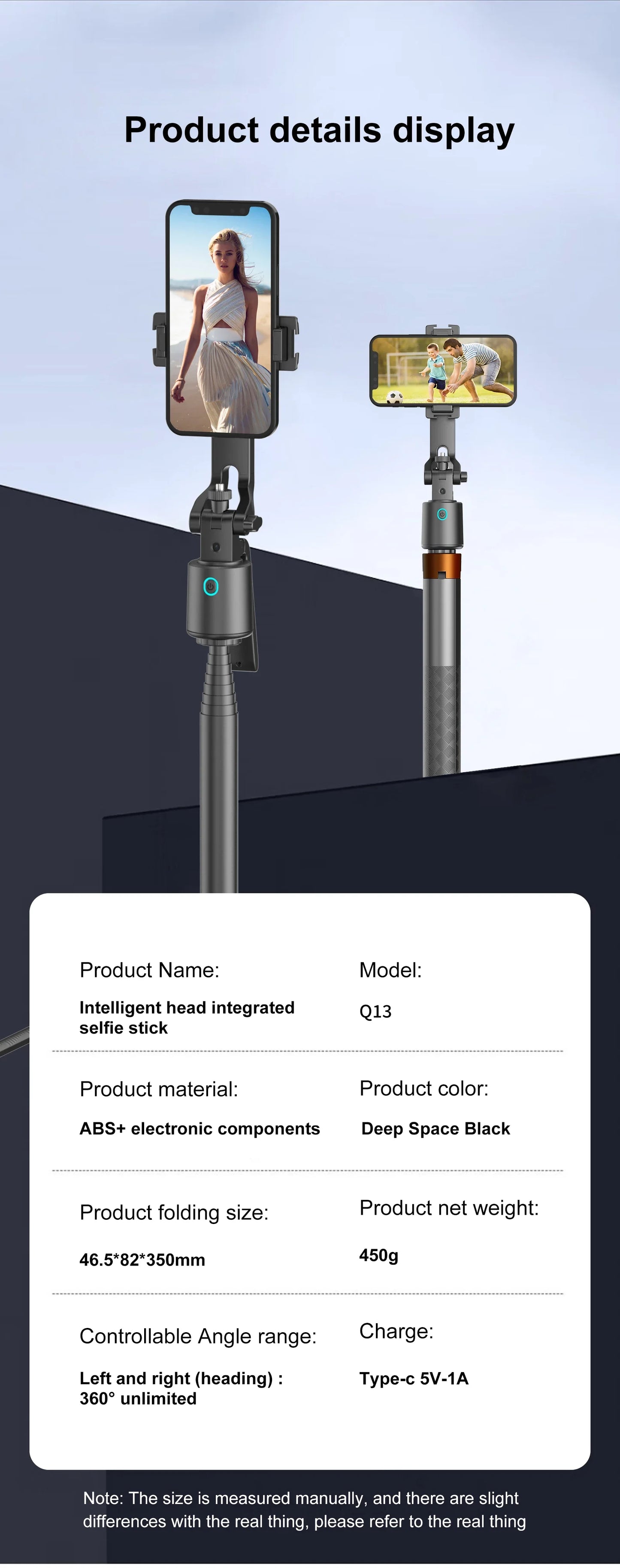 180cm/71in Tall Foldable Tripod, Auto Face Tracking Gimbal Bluetooth Remote Control Selfie Stick, Mobile Phone Bracket for Video