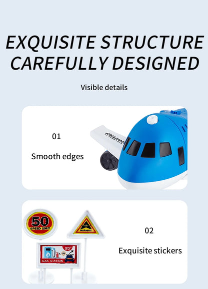 Children's Airplane Car Model Toys Inertial Model Simulation Planes Multifunctional Toys,Random 3 Cars,1 Helicopter,6 Road Signs