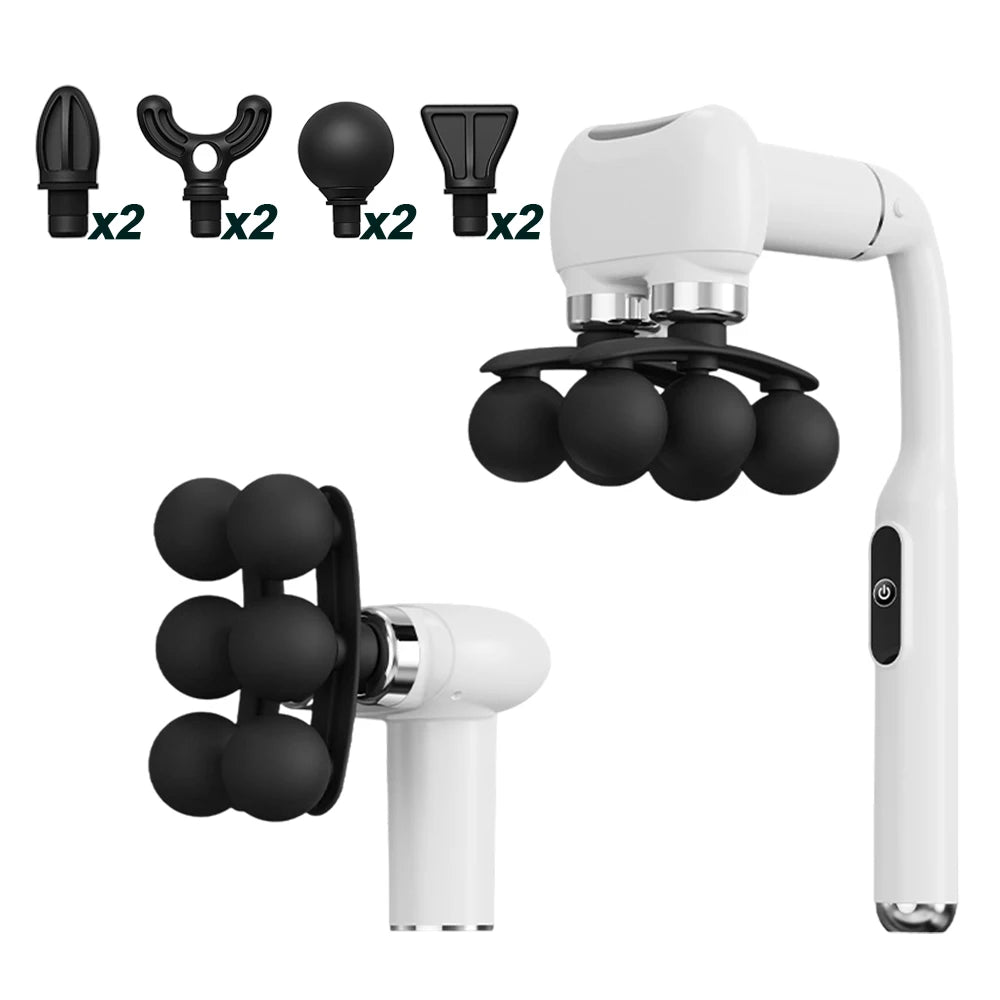 6-Heads Handhel Fascia Gun High Frequency Vibration Body Massage Gun Neck Shoulder Waist Back Handle Massager Fascia masajeador