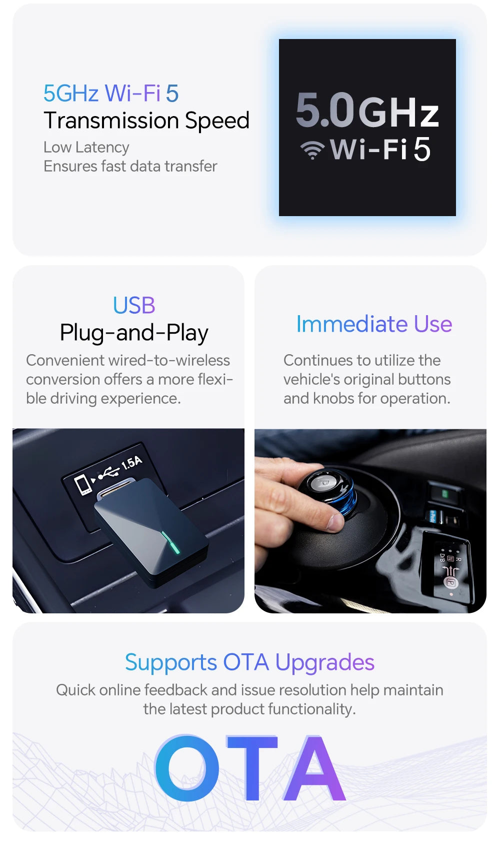 NEW Wireless Mini Box 2in1 CarPlay Android Auto Wireless Mini Box Adapter Smart Plug And Play Dongle Bluetooth WiFi Fast Connect