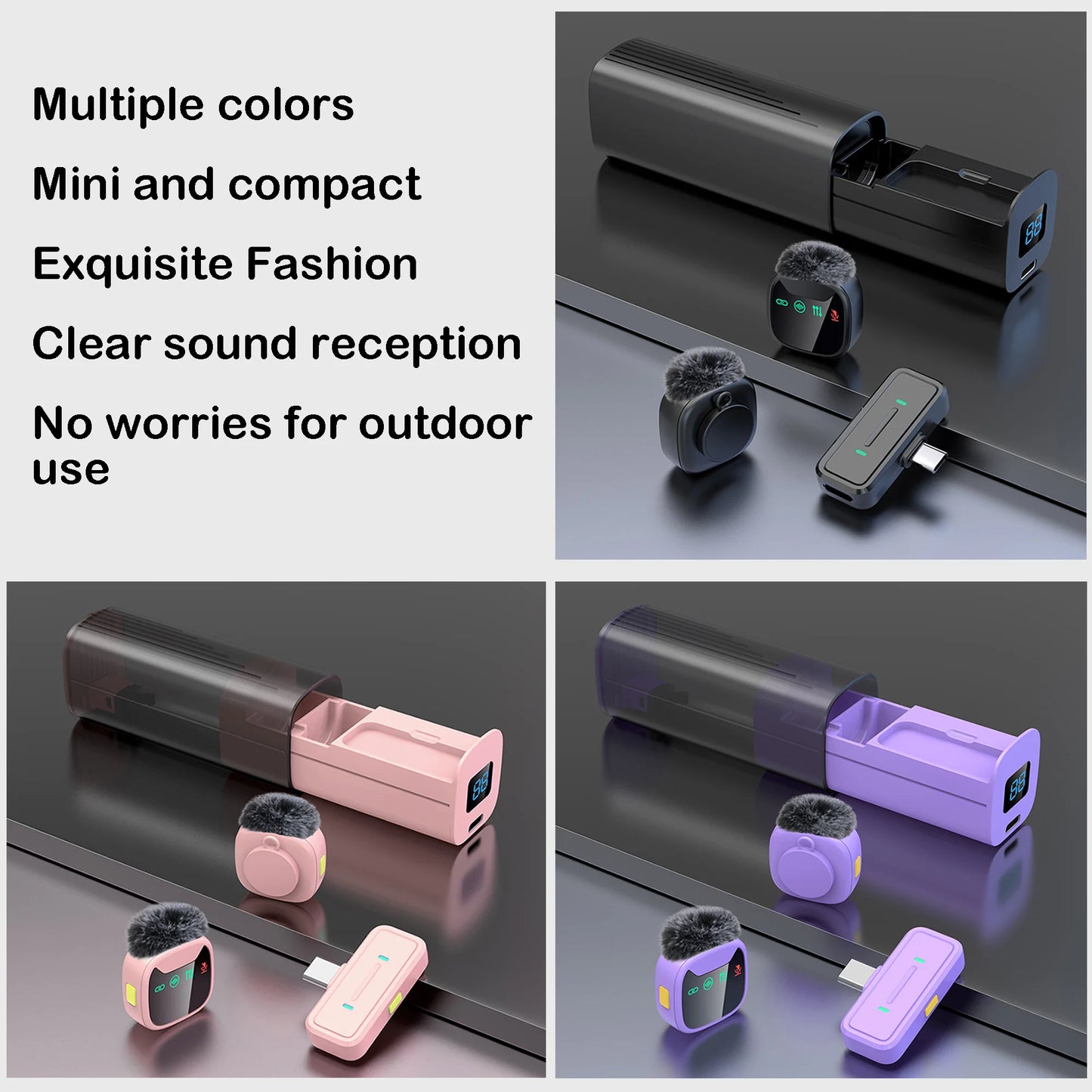 Mini wireless lavalier microphone,with charging case,long battery life, latest noise reduction technology
