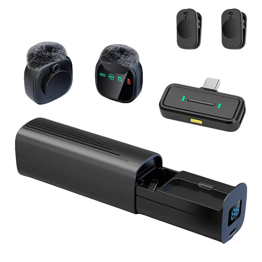 Mini wireless lavalier microphone,with charging case,long battery life, latest noise reduction technology