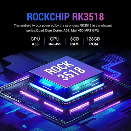 2025 New Android TV Box T1+ Rockchip RK3518 Android 16 8GB RAM 128GB ROM WiFi 6 BT 5.4 Dual UI 8K Ultra HD Smart Media Player