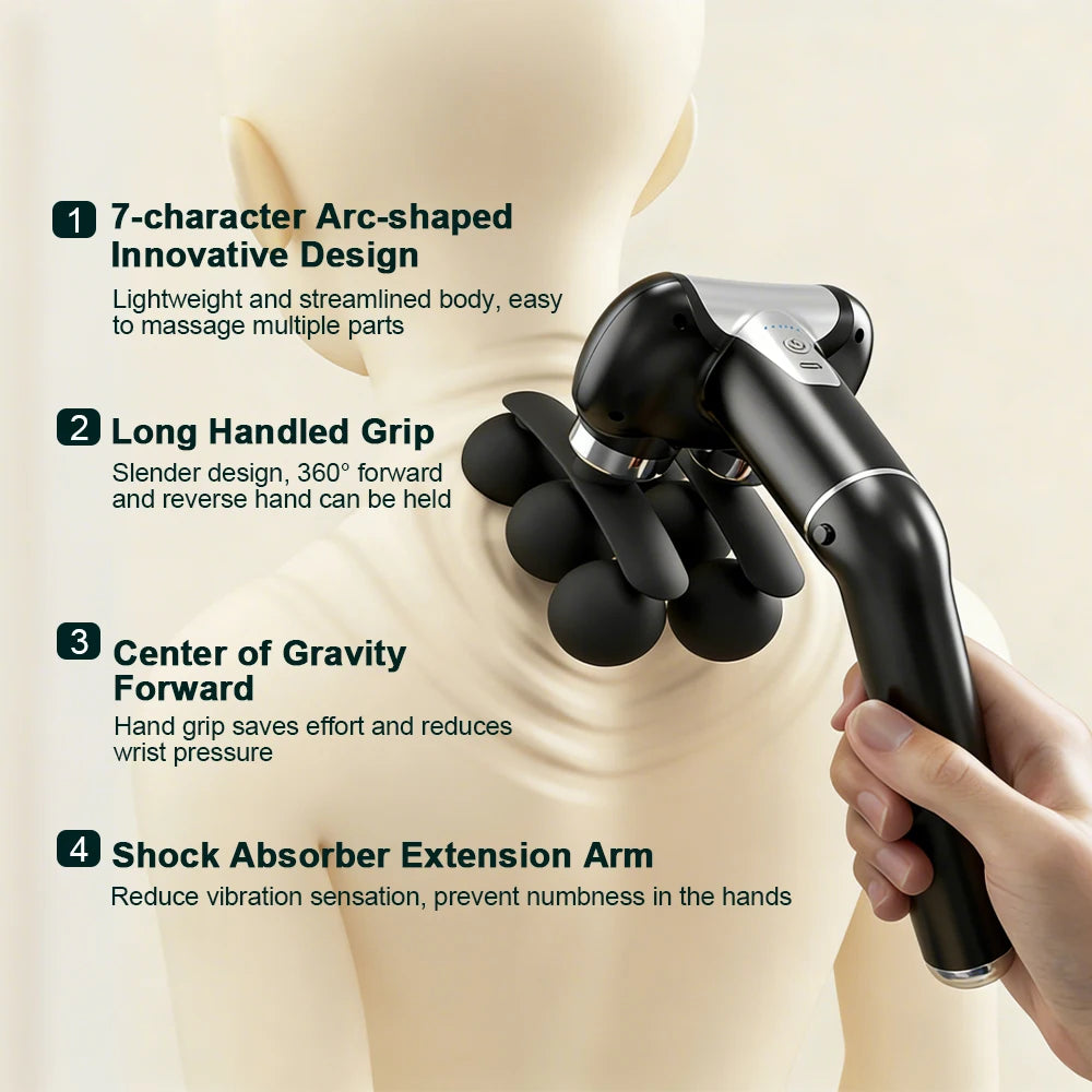 6-Heads Handhel Fascia Gun High Frequency Vibration Body Massage Gun Neck Shoulder Waist Back Handle Massager Fascia masajeador