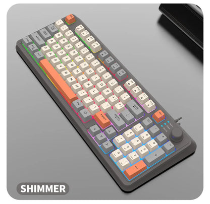 Keyboard 94 Keys 90% Layout Spanish Russian Korean Arabic Keyboard USB Wired RGB Light Volume Knob Ergonomics Gaming Office K82