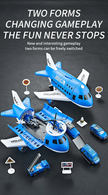 Children's Airplane Car Model Toys Inertial Model Simulation Planes Multifunctional Toys,Random 3 Cars,1 Helicopter,6 Road Signs