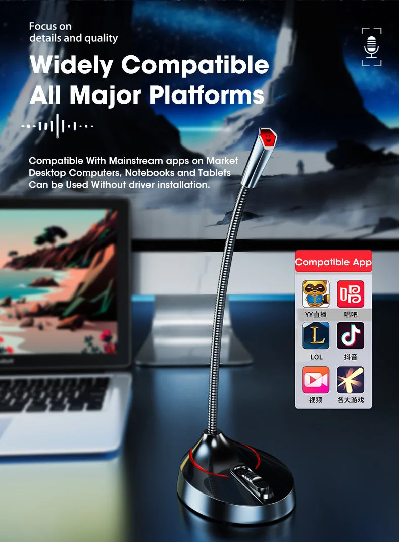 Mini Microphone PC Mic 3.5mm AUX Wired Microphones for PC Computer Laptop Notebook Loud Speaker