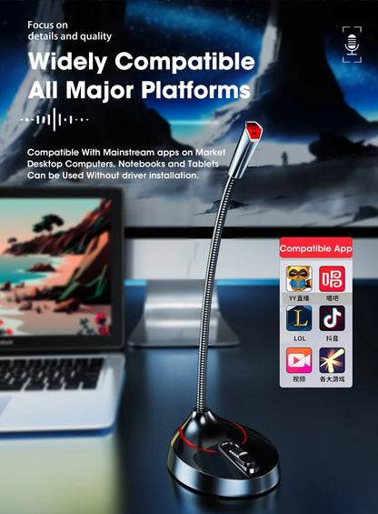 Mini Microphone PC Mic 3.5mm AUX Wired Microphones for PC Computer Laptop Notebook Loud Speaker