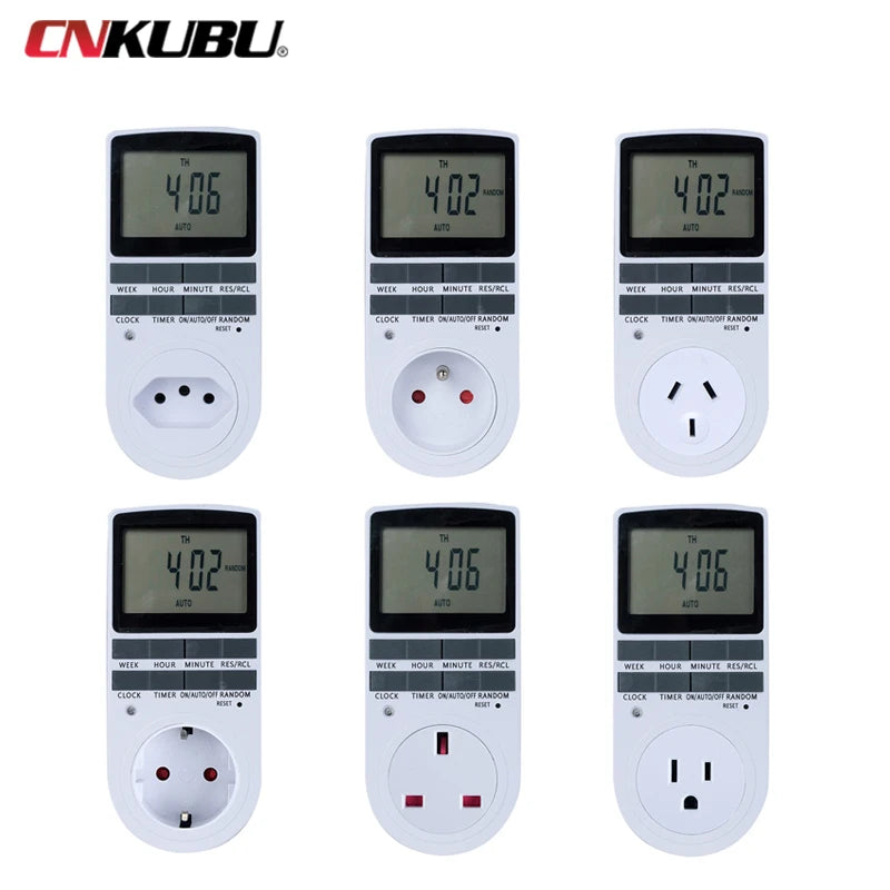 EU Electronic Digital Timer Switch US FR BR Plug Kitchen Timer Socket Outlet 230V 110V 7 Day 12/24 Hour Programmable Timing