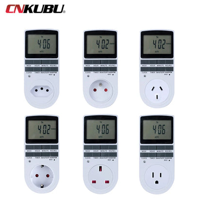 EU Electronic Digital Timer Switch US FR BR Plug Kitchen Timer Socket Outlet 230V 110V 7 Day 12/24 Hour Programmable Timing