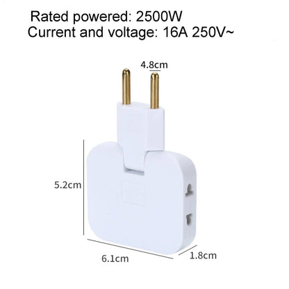 3 Way Outlet Adapters Multiple Outlet Splitter 2500W Multifunctional Space Saving Portable 180 Degree Rotating Tip Flat