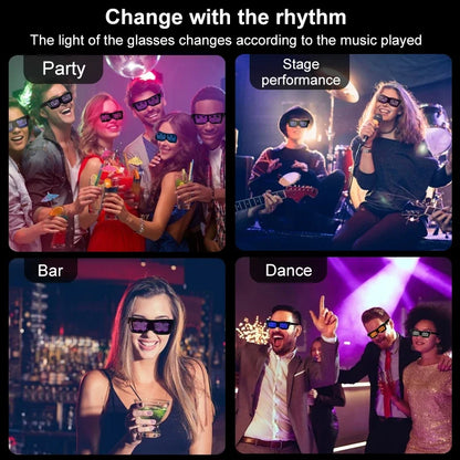 Bluetooth LED Glasses DIY Multilingual Text Graffiti RGBW/RED/Green Color for Halloween Party Rave Music Festival Glow Glasses