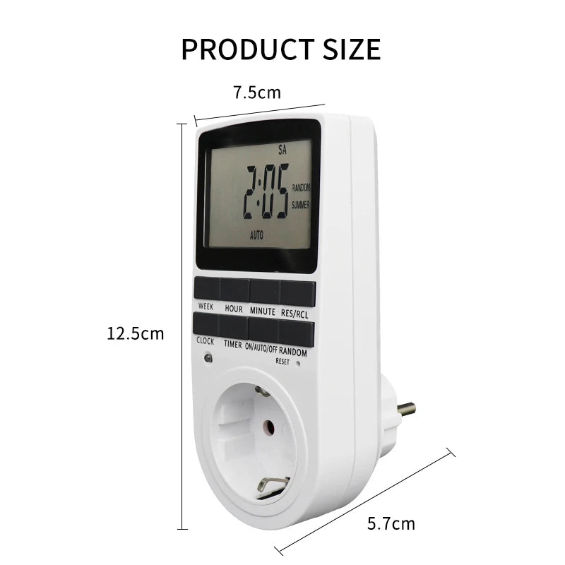 EU Electronic Digital Timer Switch US FR BR Plug Kitchen Timer Socket Outlet 230V 110V 7 Day 12/24 Hour Programmable Timing