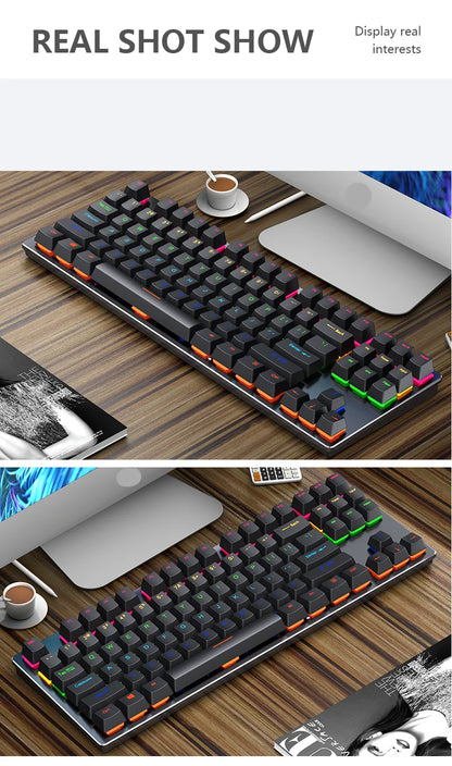 Backlit Gaming Mechanical Keyboard Gamer Mechanic Kit RGB PC USB Wired Keypad Keybord Ergonomic Computer Key Board Mini Teclado