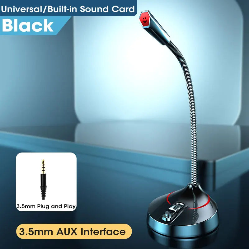Mini Microphone PC Mic 3.5mm AUX Wired Microphones for PC Computer Laptop Notebook Loud Speaker