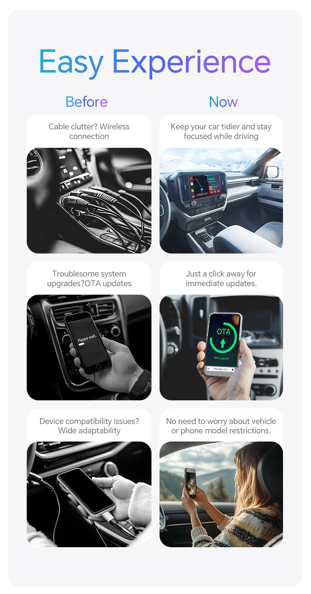 NEW Wireless Mini Box 2in1 CarPlay Android Auto Wireless Mini Box Adapter Smart Plug And Play Dongle Bluetooth WiFi Fast Connect