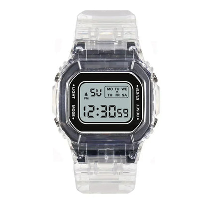 INS Electronic Watch Female Students Waterproof LED Watch Network Red Sports Transparent Small Square Watches for Women Relogio