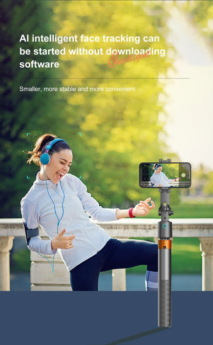 180cm/71in Tall Foldable Tripod, Auto Face Tracking Gimbal Bluetooth Remote Control Selfie Stick, Mobile Phone Bracket for Video