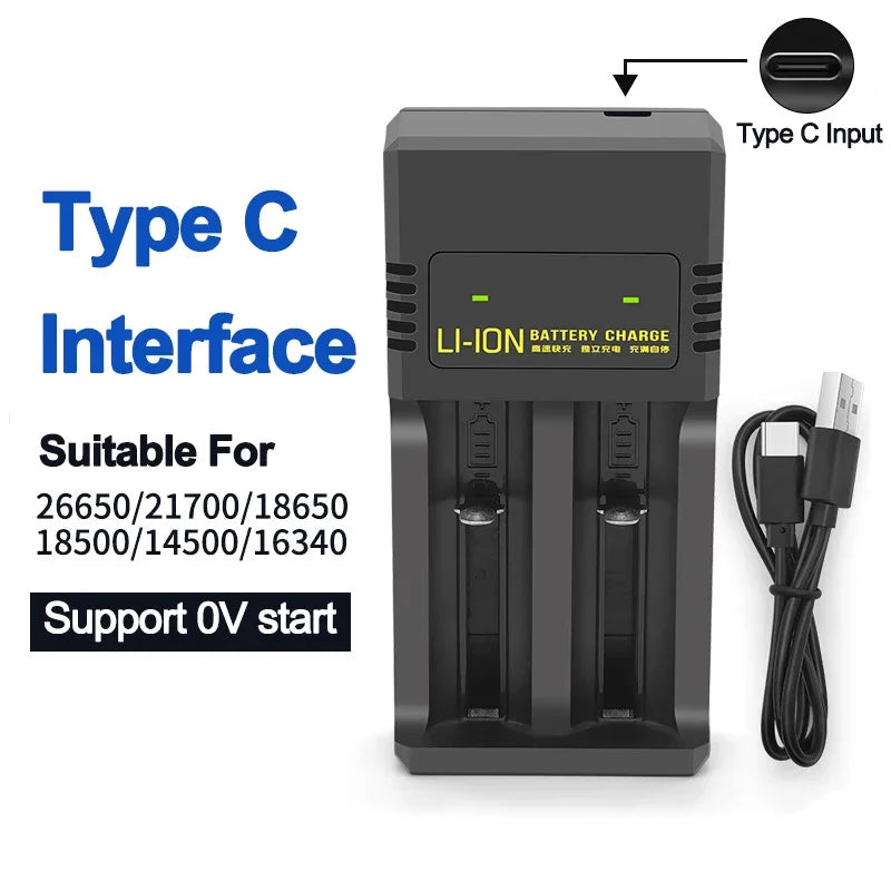 1/2 Slots 18650 Charger 3.7V-4.2V Rechargeable Li-ion Battery Charger Lithium Batteries Charging Adapter For 18650 26650 14500