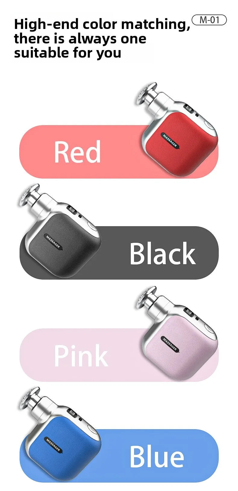Mini Pocket Fascia Gun with 4 Silicone Massage Heads Lightweight Portable Perfect for Office Home Use Low-noise Muscle Massager