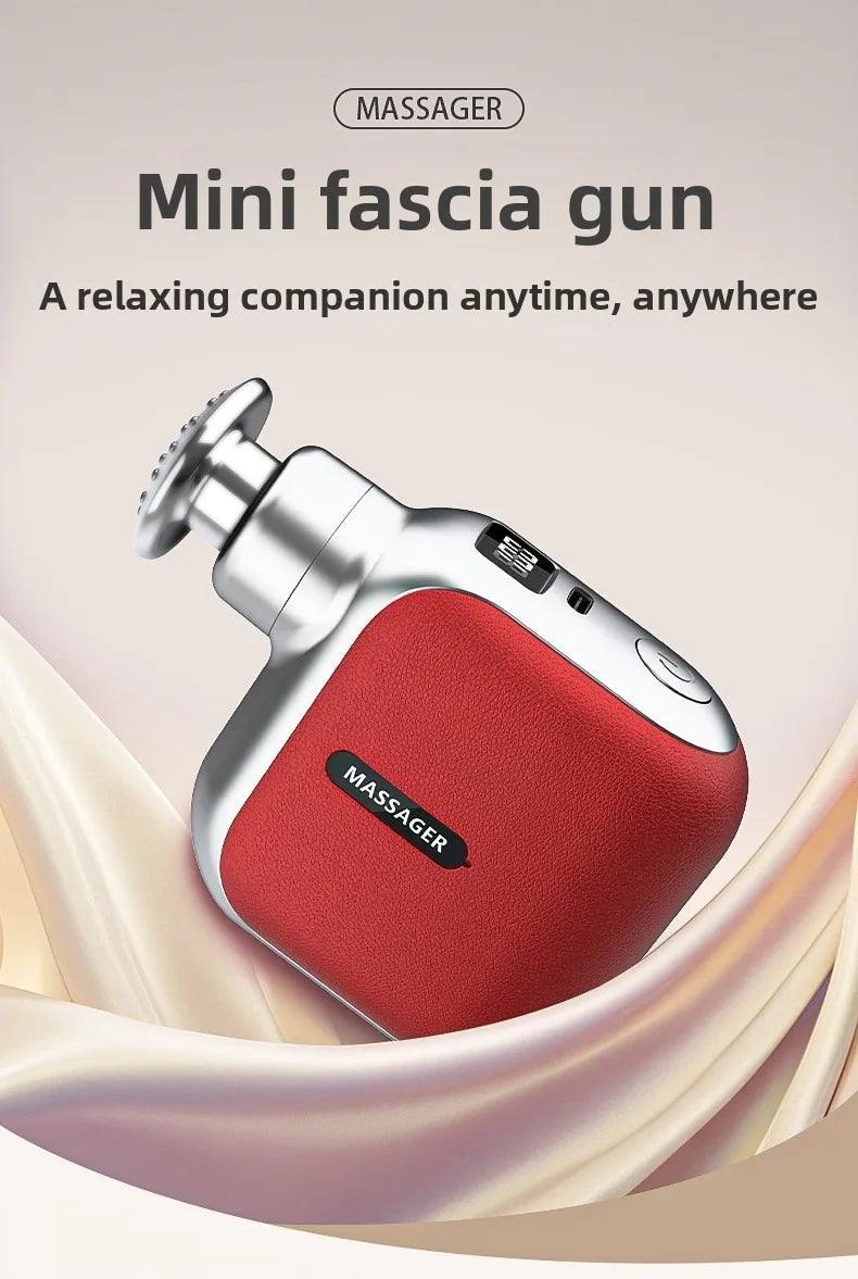 Mini Pocket Fascia Gun with 4 Silicone Massage Heads Lightweight Portable Perfect for Office Home Use Low-noise Muscle Massager