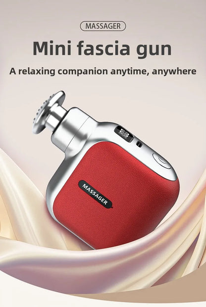 Mini Pocket Fascia Gun with 4 Silicone Massage Heads Lightweight Portable Perfect for Office Home Use Low-noise Muscle Massager