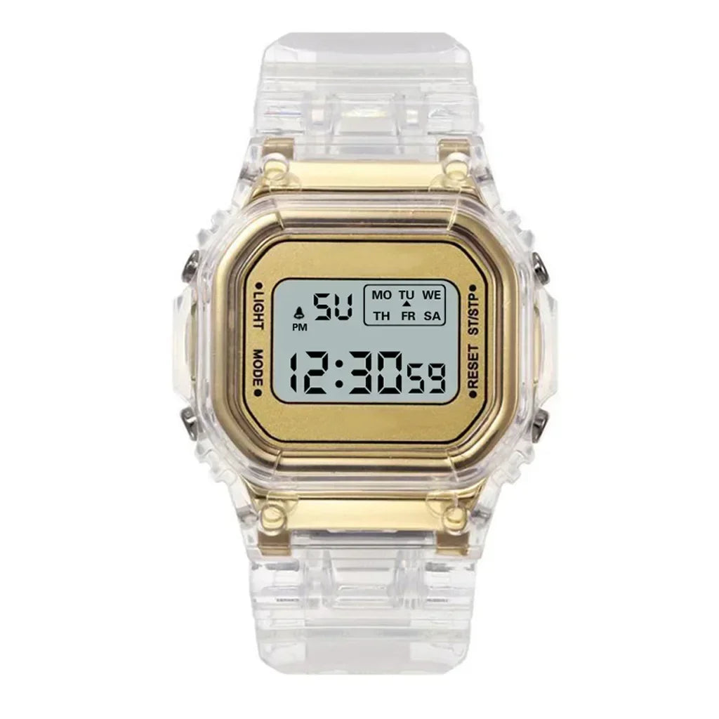 INS Electronic Watch Female Students Waterproof LED Watch Network Red Sports Transparent Small Square Watches for Women Relogio