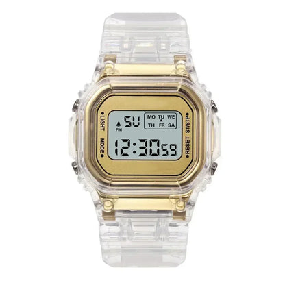 INS Electronic Watch Female Students Waterproof LED Watch Network Red Sports Transparent Small Square Watches for Women Relogio