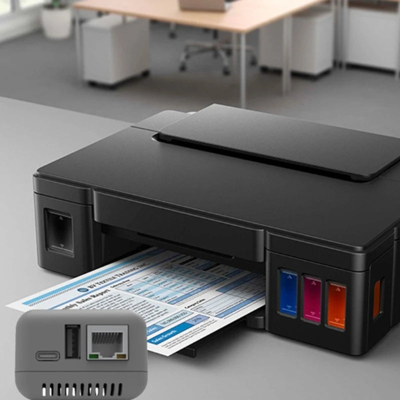 1pc NP330 Network USB 2.0 Print Server USB2.0 Mini Printer Server 100Mbps RJ45 LAN Connection for Androids Phones Computer