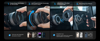 Magnetic Suction Cup Phone Mount for Magsafe 360° Adjustable Magnetic Car Phone Holder Pocket Size Foldable Car Mount