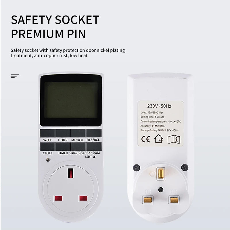 EU Electronic Digital Timer Switch US FR BR Plug Kitchen Timer Socket Outlet 230V 110V 7 Day 12/24 Hour Programmable Timing
