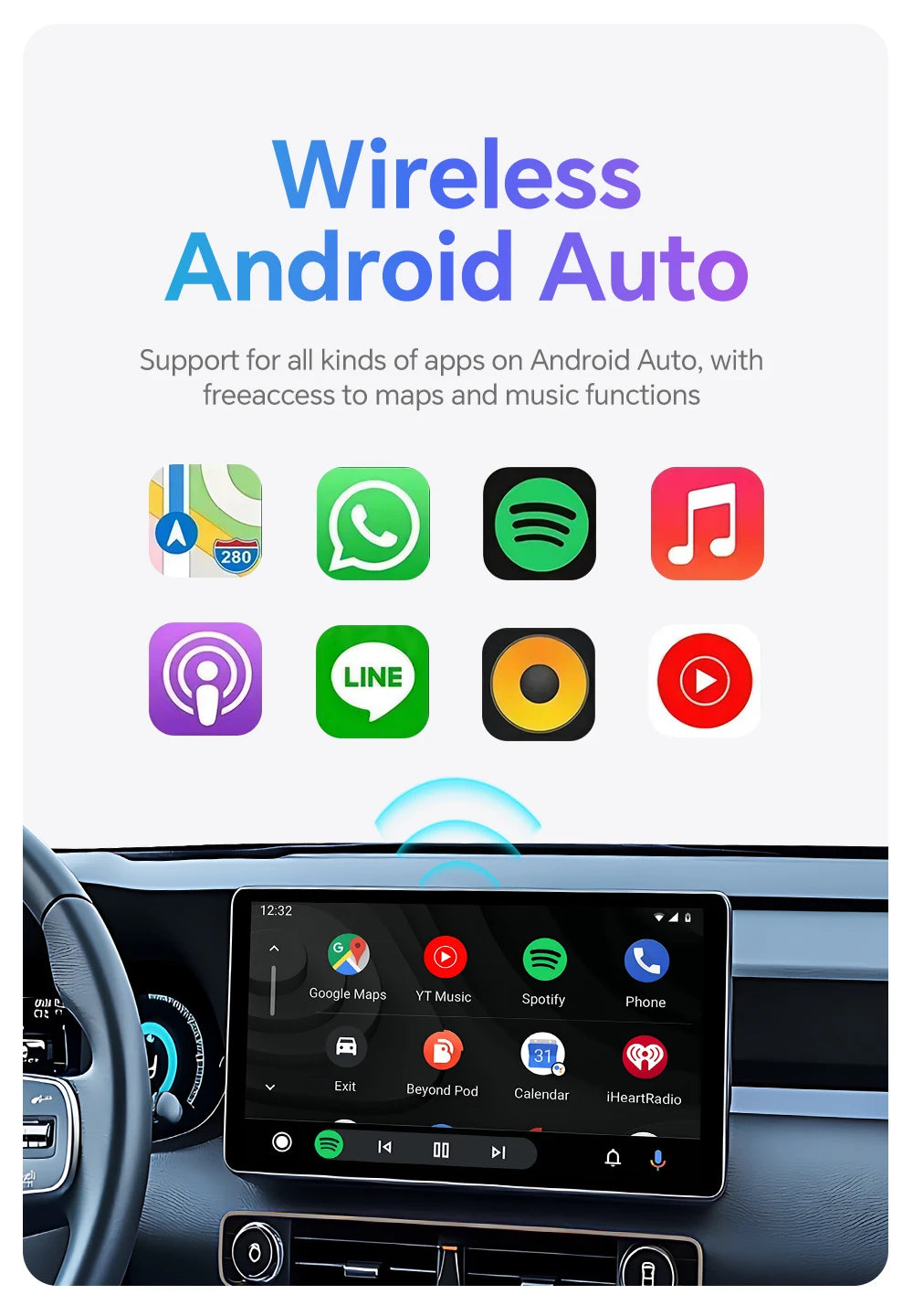 NEW Wireless Mini Box 2in1 CarPlay Android Auto Wireless Mini Box Adapter Smart Plug And Play Dongle Bluetooth WiFi Fast Connect