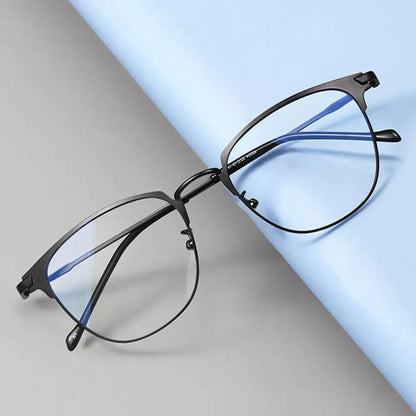 Classic Semi Rimless Anti Blue Light Blocking Glasses Metal Frame Men Square Ray Filter Eyeglasses Frames Computer Women Goggles