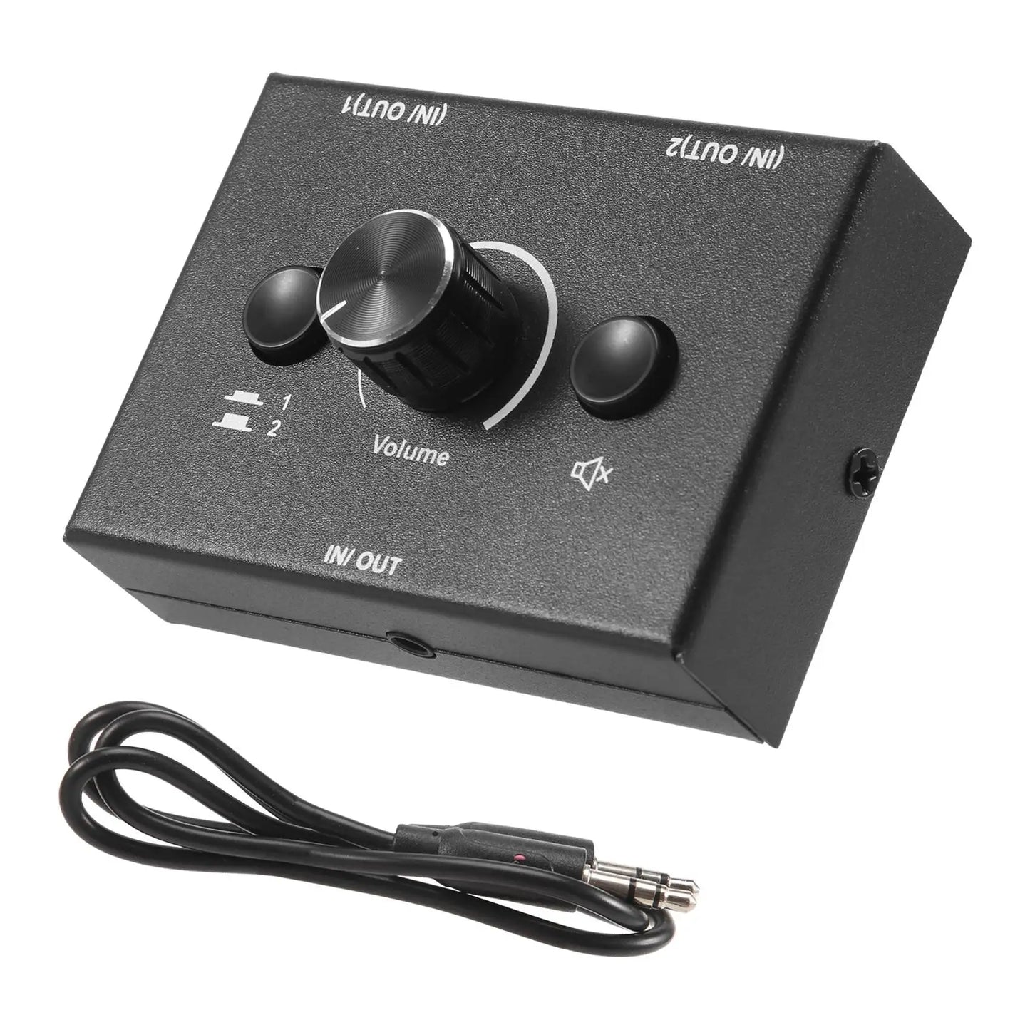 LSJD 3.5mm Audio Switcher, 2 Input 1 Output/1 Input 2 Output Audio Splitter Switcher, Audio Switcher Box, One-Key Mute Button