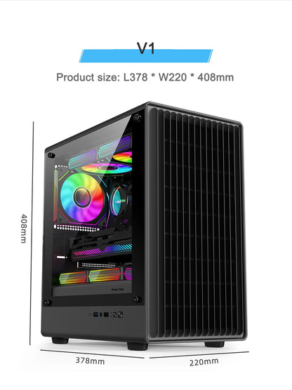 Power Train V1 MATX ITX Chassis Desktop Computer Side Transparent Glass Vertical Host Support 240/280 Water Cooling PC Case