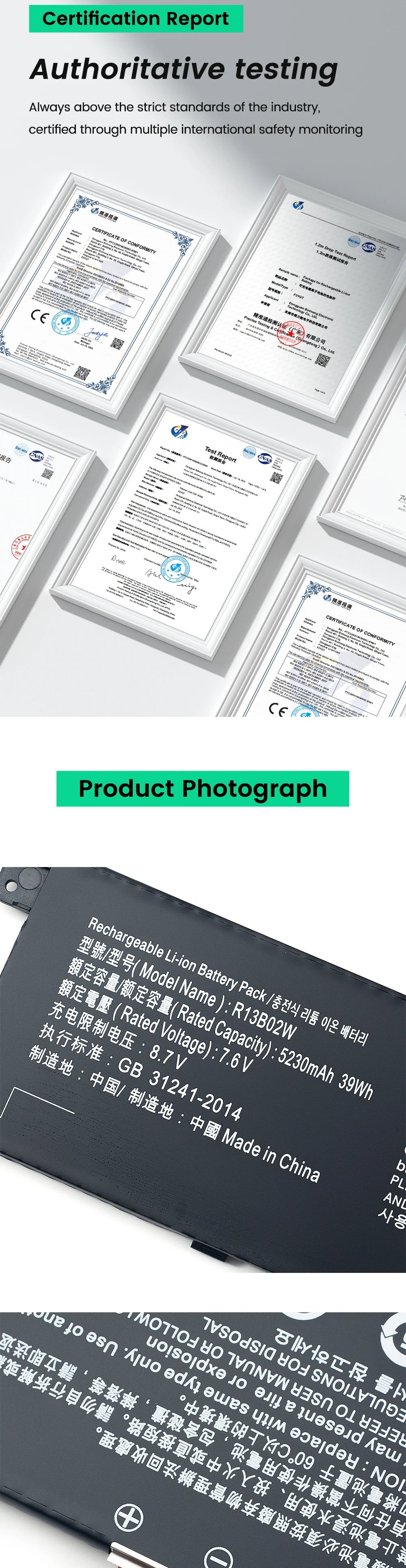 Keyuan R13B02W 5230Mah New Laptop Battery for Xiaomi R13B01W R13B02W Notebook Mi Air 13.3 12.5 Pro 15.6 inch Series