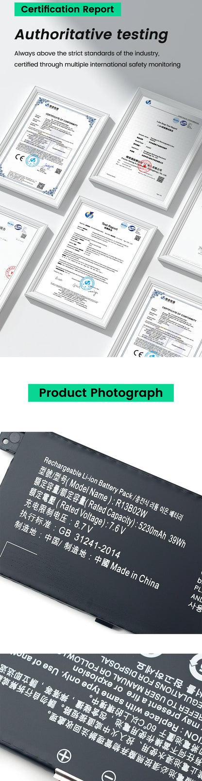 Keyuan R13B02W 5230Mah New Laptop Battery for Xiaomi R13B01W R13B02W Notebook Mi Air 13.3 12.5 Pro 15.6 inch Series