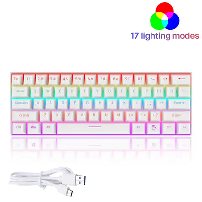 Mechanical Keyboard 61 Keys Mini Keyboard for Gaming Office 60% Ultra-Compact Ergonomic Design With Quiet Mechanical Feeling