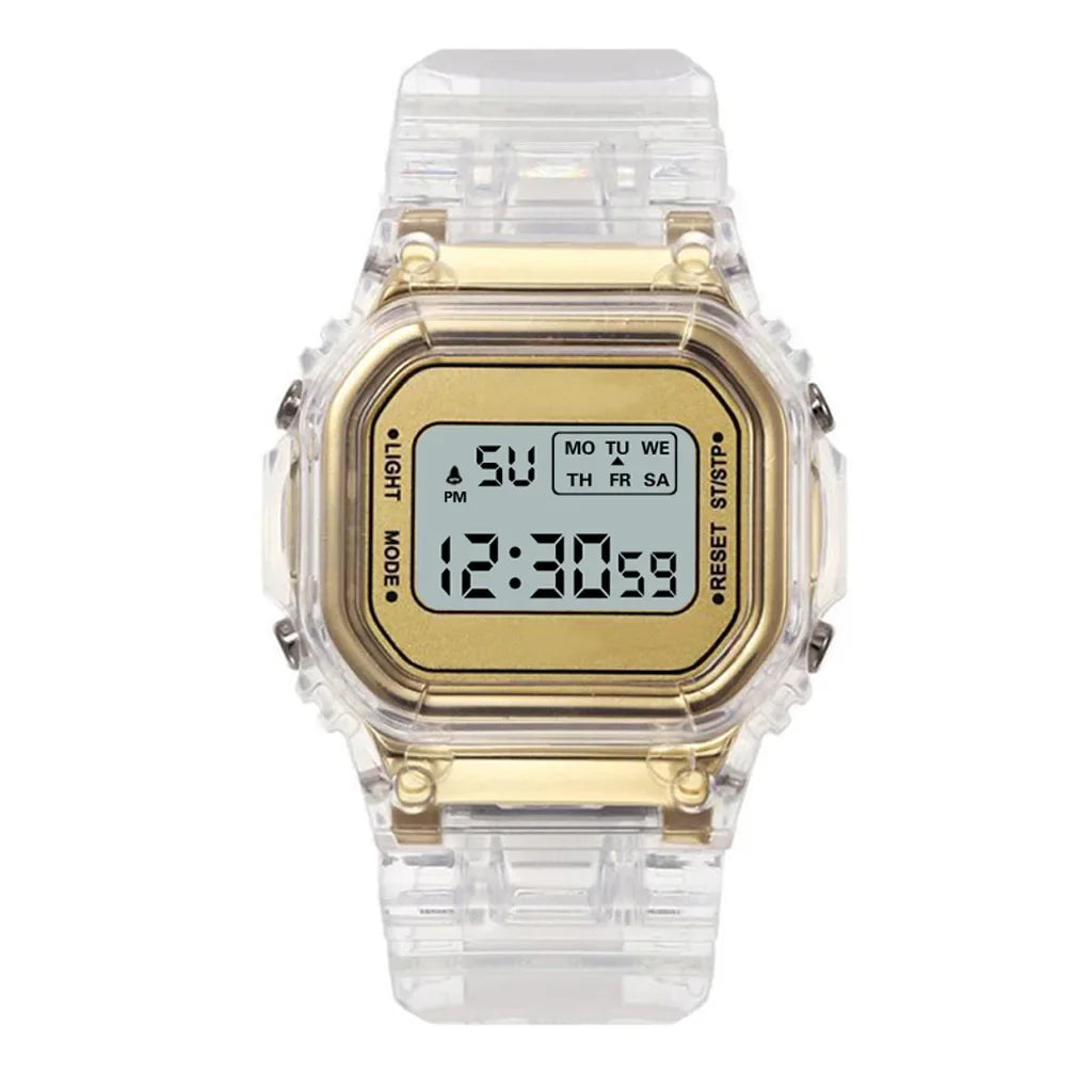 INS Electronic Watch Female Students Waterproof LED Watch Network Red Sports Transparent Small Square Watches for Women Relogio