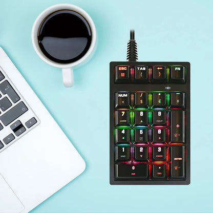 21 Key Digital Keyboard Wired Ergonomic RGB Backlit Mechanical Keyboard Keycaps Sensitive for Desktop Laptop for Office Business