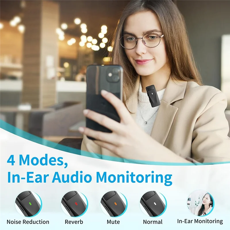 ELECT-Clip On Phone Microphone Mini Wireless Lapel Lavalier Microphone Noise-Canceling USB C Microphone