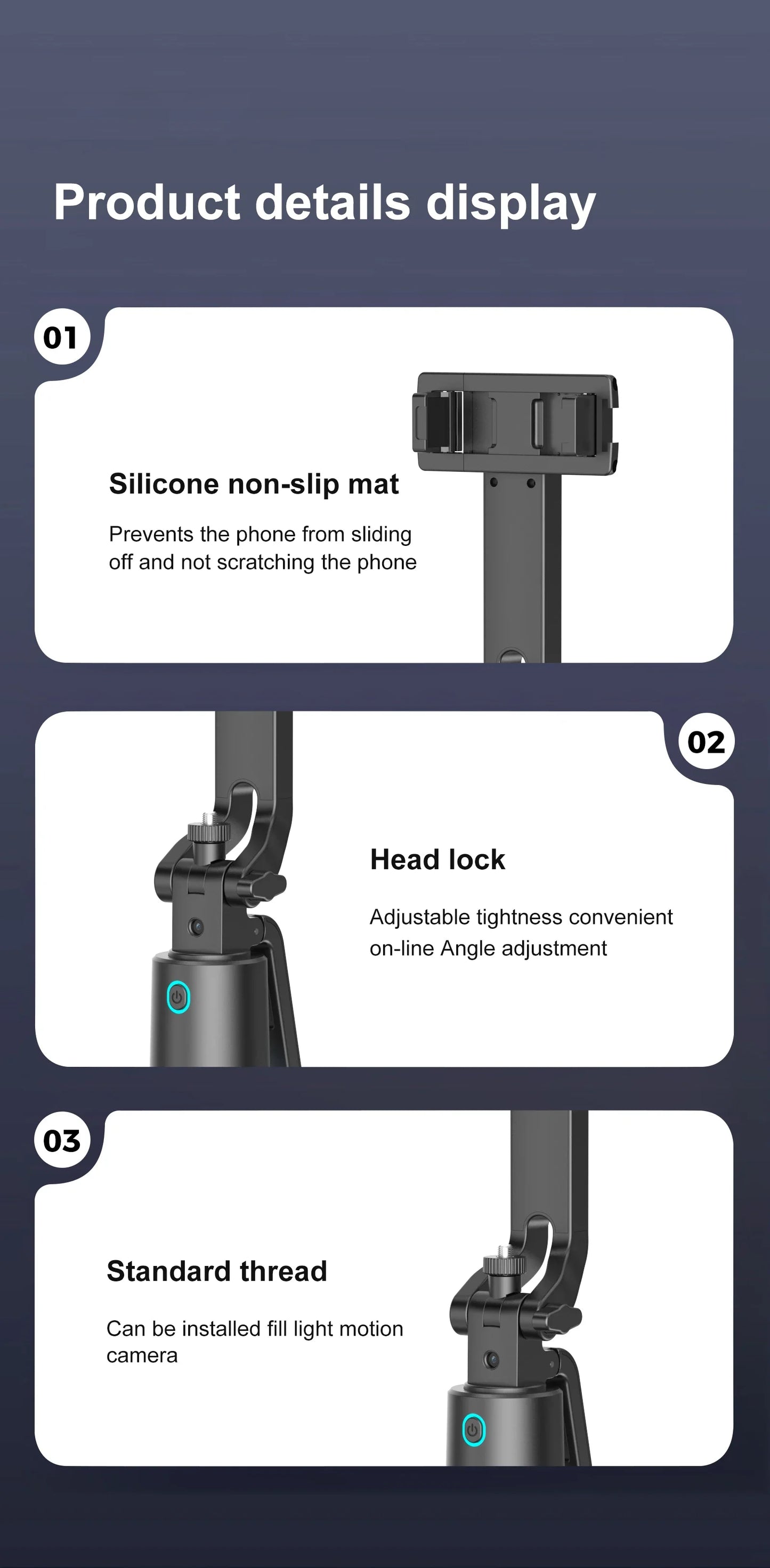 180cm/71in Tall Foldable Tripod, Auto Face Tracking Gimbal Bluetooth Remote Control Selfie Stick, Mobile Phone Bracket for Video