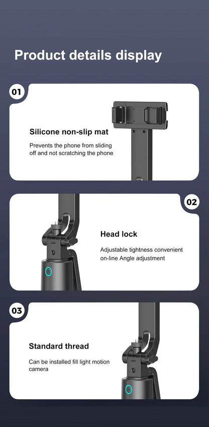 180cm/71in Tall Foldable Tripod, Auto Face Tracking Gimbal Bluetooth Remote Control Selfie Stick, Mobile Phone Bracket for Video