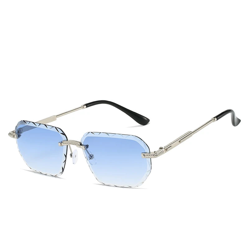 Rimless Square Metal Sun Glasses Women Men Fashion Luxury Sun Glasses Beach Travel Eyeglasses Lady Man UV400 Protective Glasses