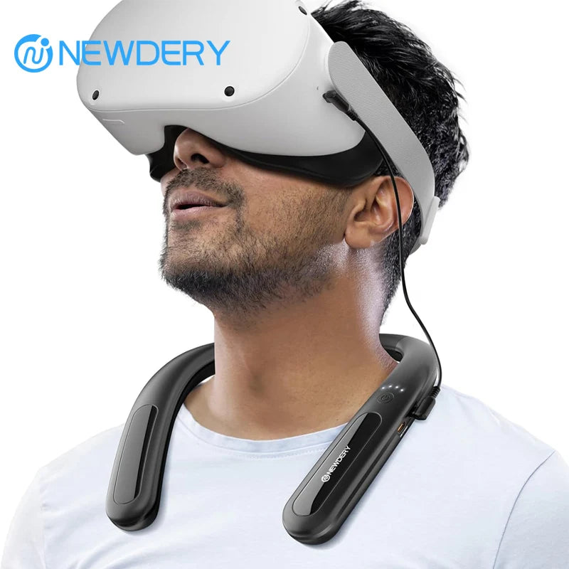 NEWDERY 10000mAh Hanging Neck Power Bank for Meta Quest 3S / 3/2 / Pro, Pico 4/4 Pro, HTC Vive, PSVR 2 Fast Charger Battery Pack