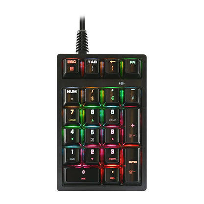 21 Key Digital Keyboard Wired Ergonomic RGB Backlit Mechanical Keyboard Keycaps Sensitive for Desktop Laptop for Office Business