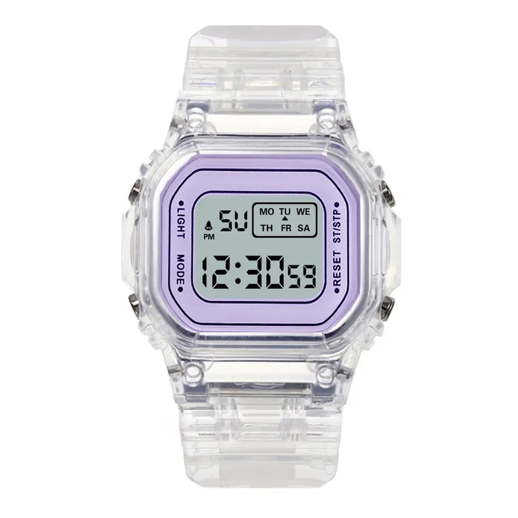 INS Electronic Watch Female Students Waterproof LED Watch Network Red Sports Transparent Small Square Watches for Women Relogio