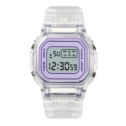 INS Electronic Watch Female Students Waterproof LED Watch Network Red Sports Transparent Small Square Watches for Women Relogio