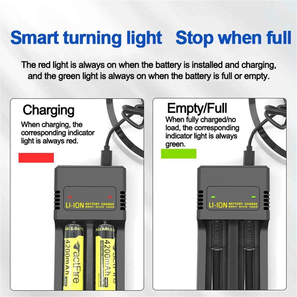 1/2 Slots 18650 Charger 3.7V-4.2V Rechargeable Li-ion Battery Charger Lithium Batteries Charging Adapter For 18650 26650 14500